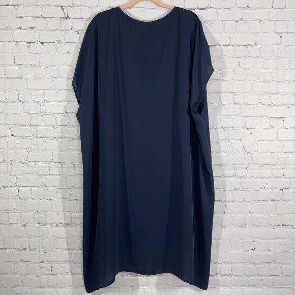 J Jill Wearever Collection Tunic Dress Small Navy Blue Sheer Minimalist Preppy - Picture 1 of 14
